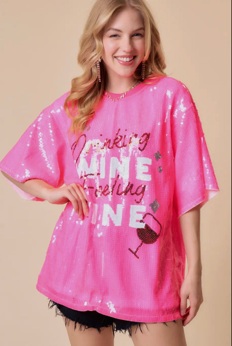 Drinking Wine Fine Fine Pink Sequin Dress