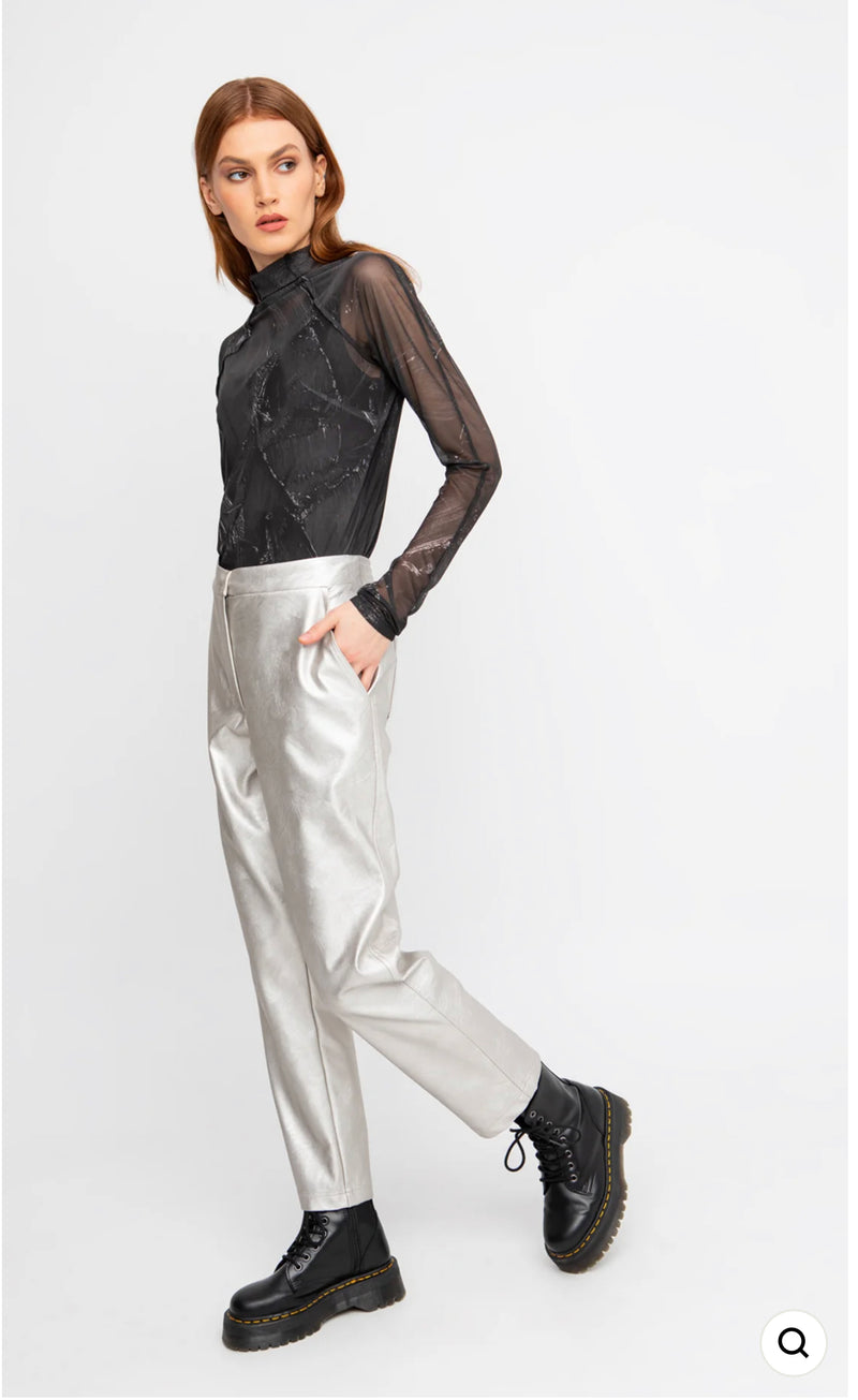 OZAI N KU 744103 METALLIC PANTS, GLOSS