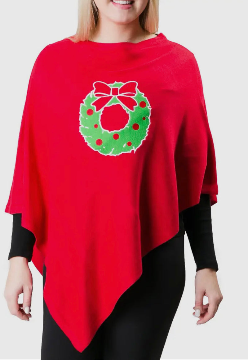 Holly Wreath Poncho