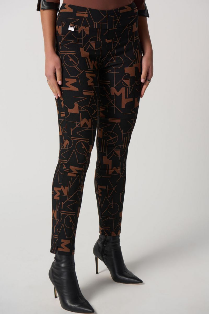 JOSEPH RIBKOFF 233279 Word Print Slim-Fit Pants