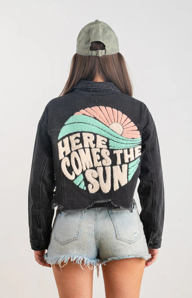 TRIO URBAN Denim Black Crop Jacket 200007 Here Comes the Sun