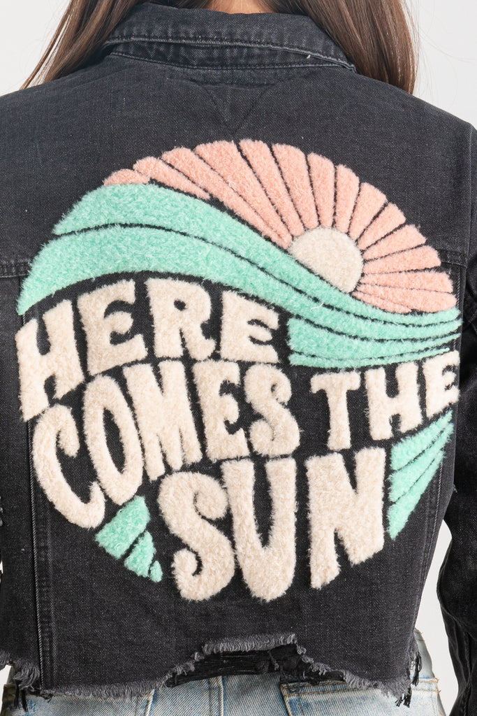 TRIO URBAN Denim Black Crop Jacket 200007 Here Comes the Sun