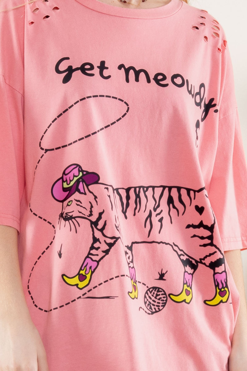 “Get Meowdy” Distressed Boyfriend T