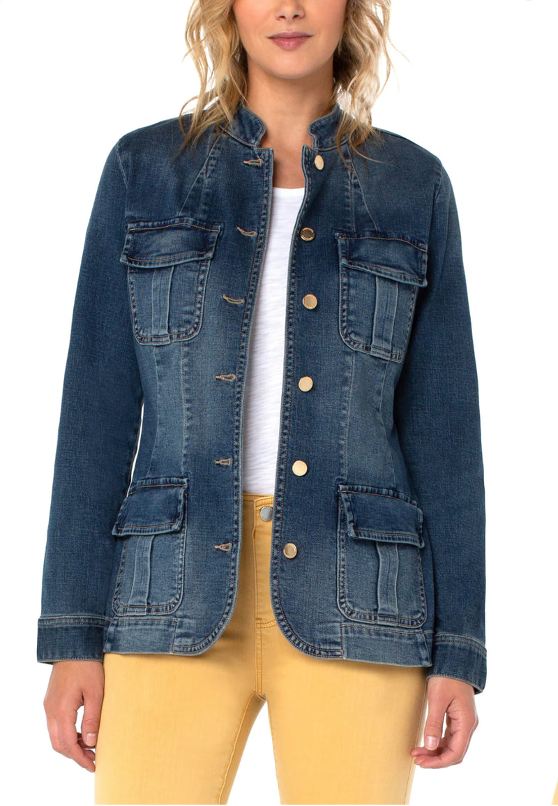 LIVERPOOL SEAMED DENIM JACKET WITH PATCH POCKETS LM1843SS8