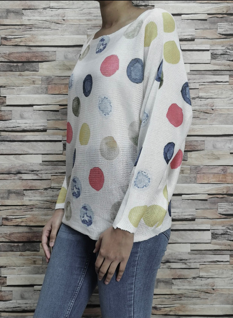 Playful Polka Dot Print Sweater