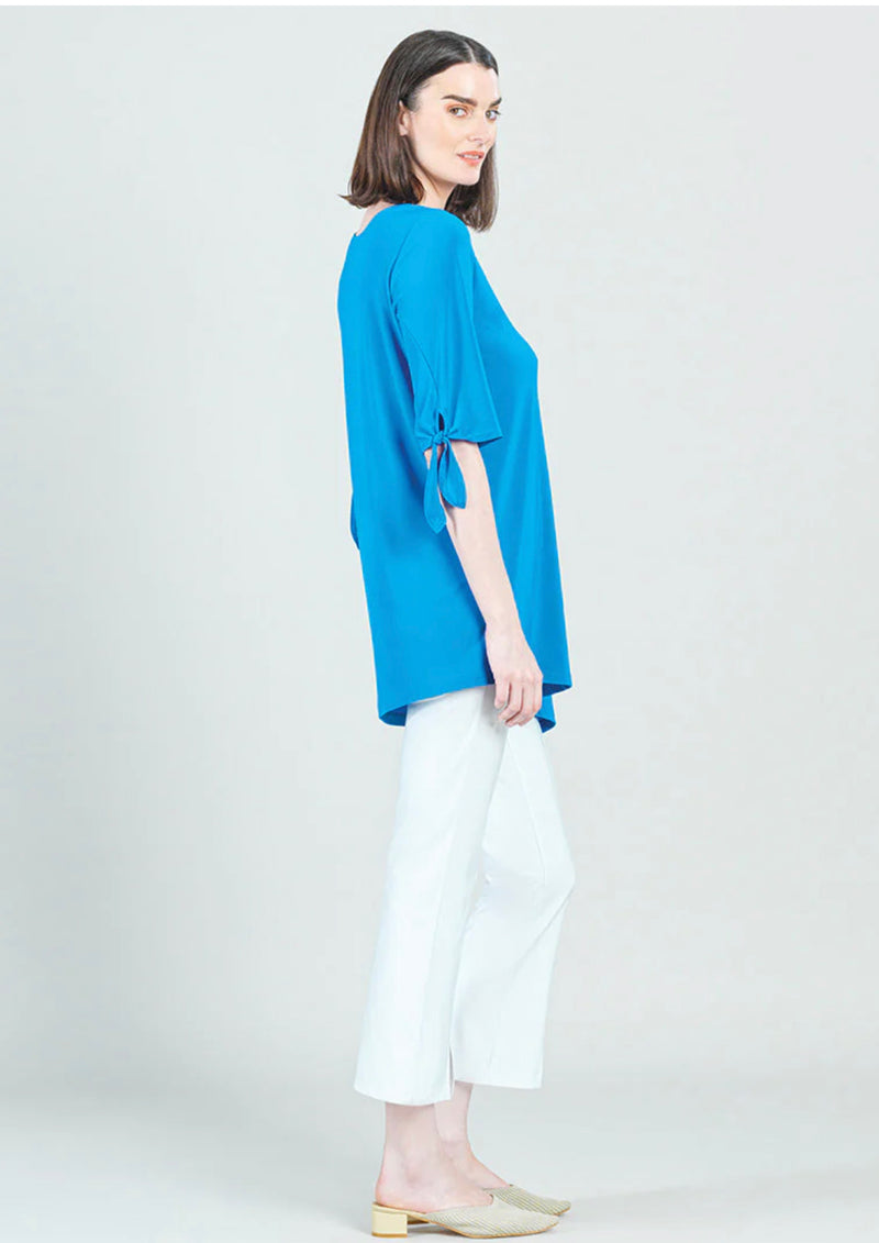 Tie Cuff Asymmetrical Vent Tunic - Brilliant Blue CLARA SUNWOO TU81