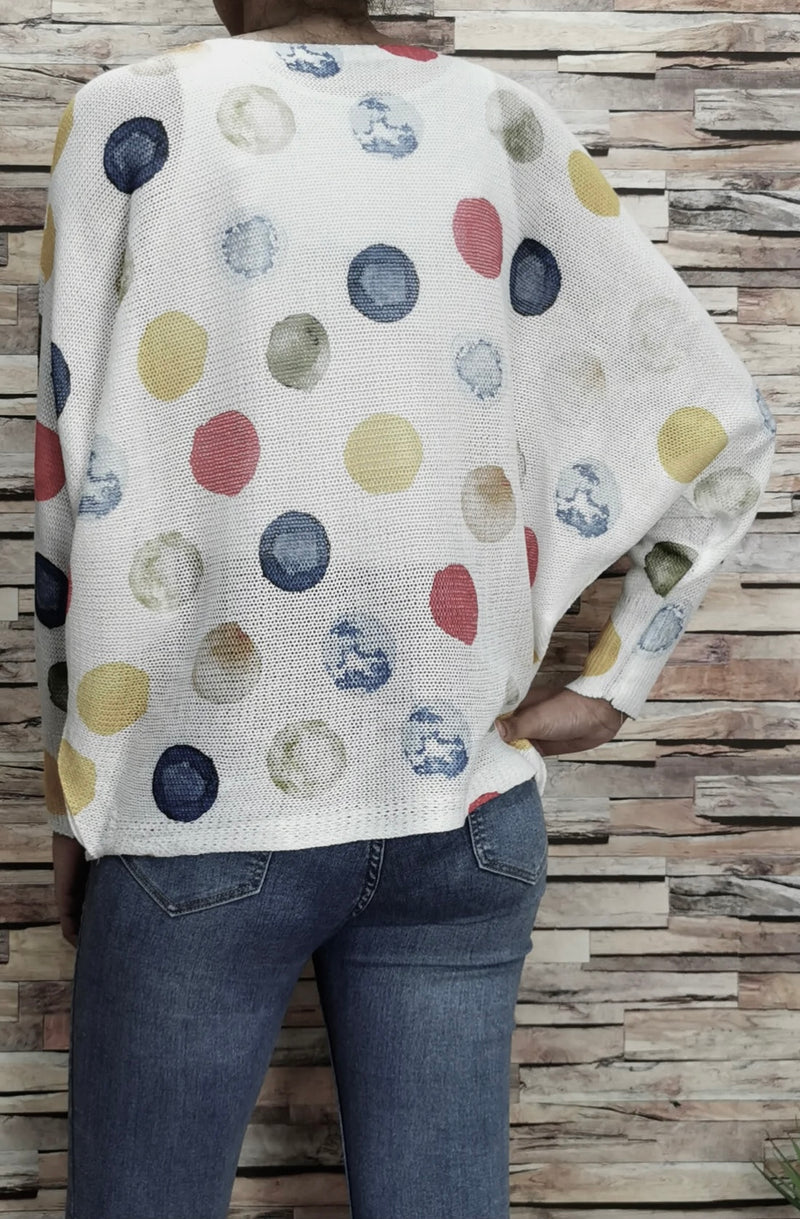 Playful Polka Dot Print Sweater