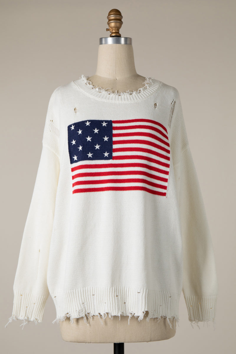 Distressed Flag Sweater