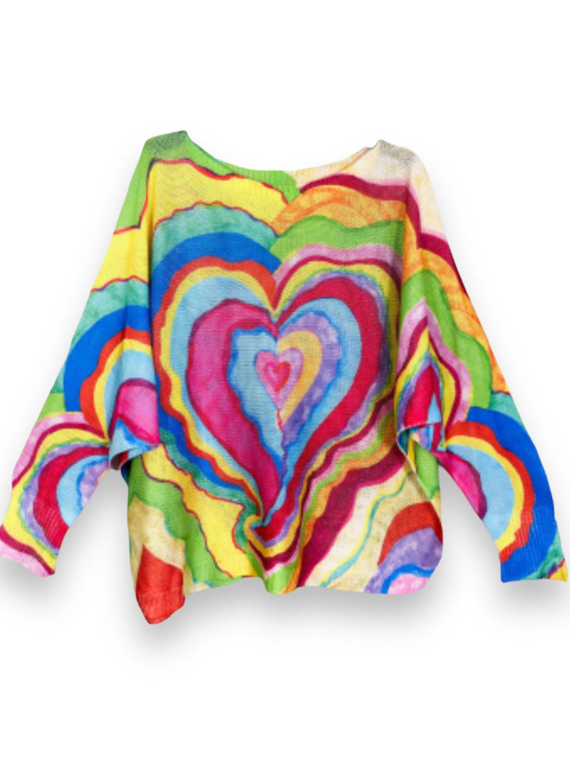 Colorful Hearts Art Sweater