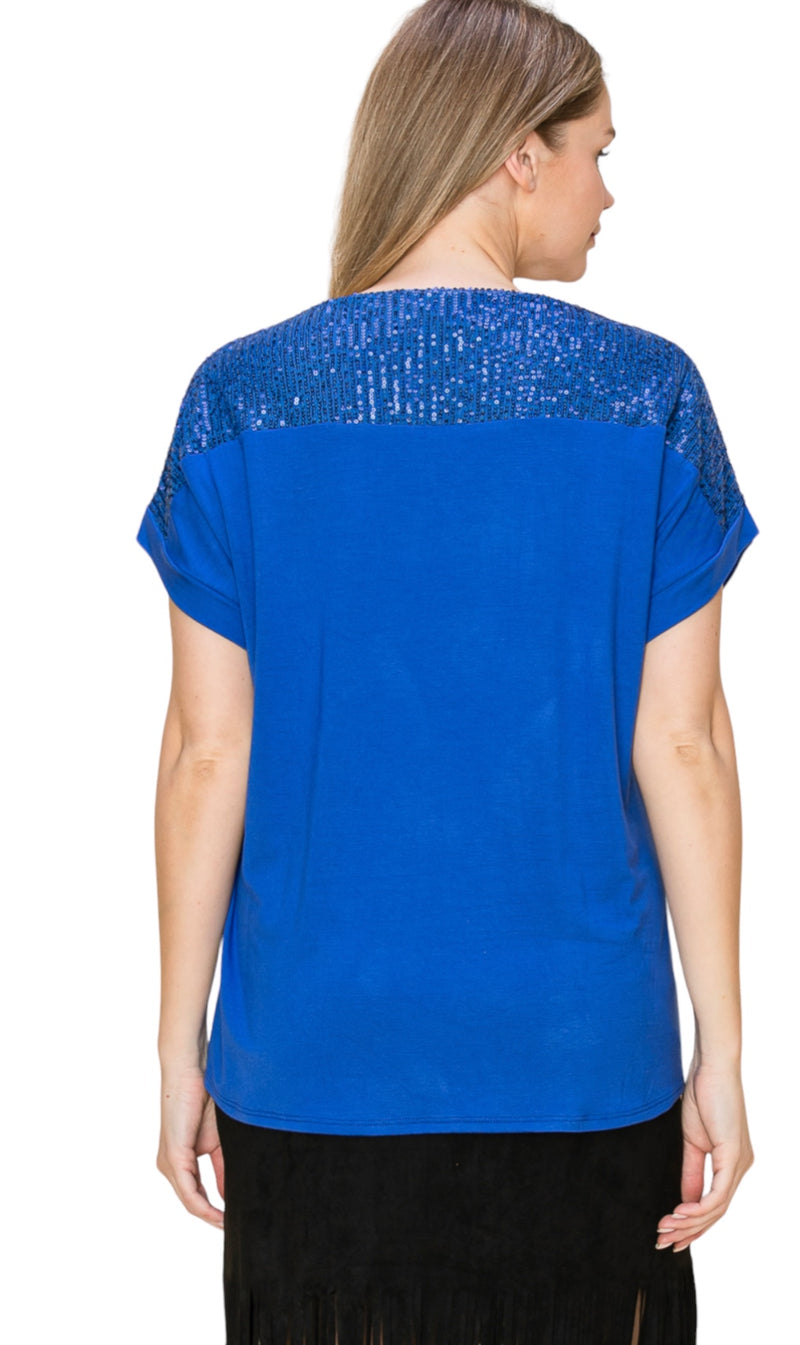 VOCAL 20625S Royal Blue Sequin Top