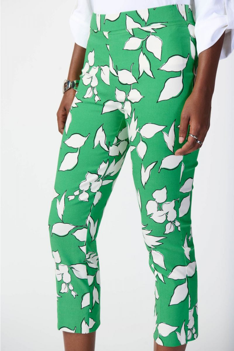 JOSEPH RIBKOFF 241267 Green/Multi Leaf Print Pull-On Pants