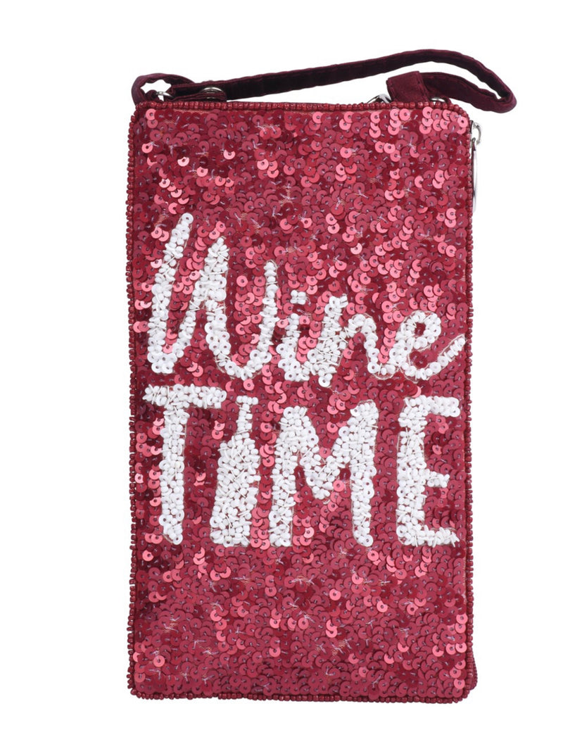 Wine Time Beaded Crossbody phone bag