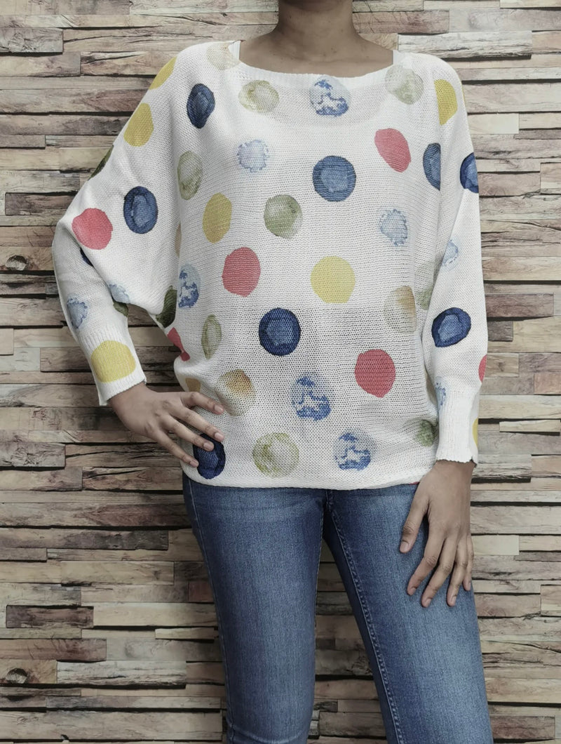 Playful Polka Dot Print Sweater