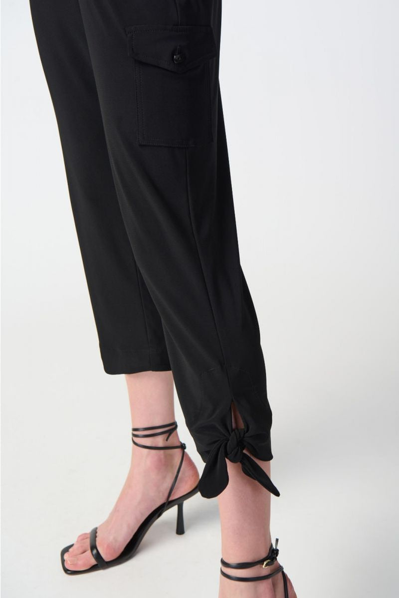 JOSEPH RIBKOFF 241111 Black Jogger Pants with Tie Ankle