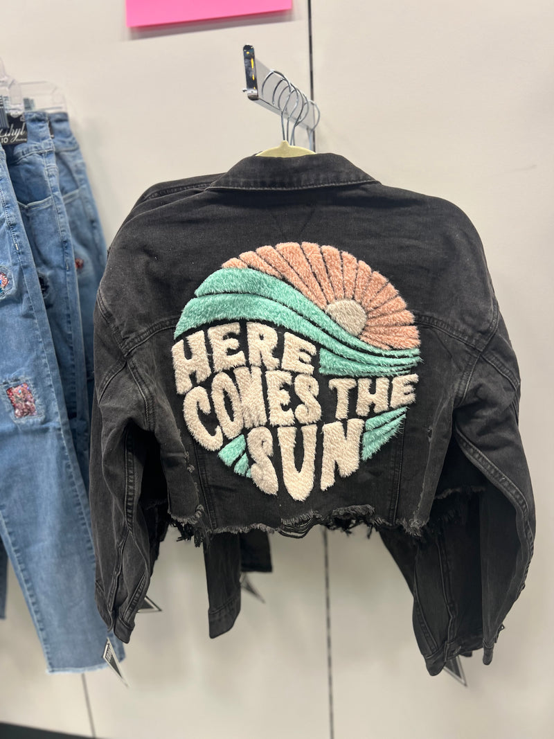 TRIO URBAN Denim Black Crop Jacket 200007 Here Comes the Sun