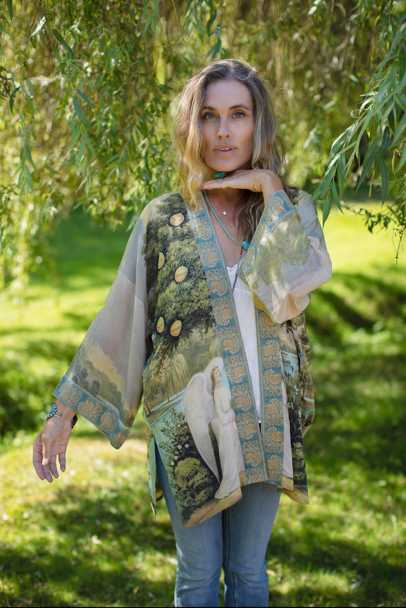 Tree of Life Bamboo Bohemian Kimono Cardigan with Belt - MARKET OF STARS