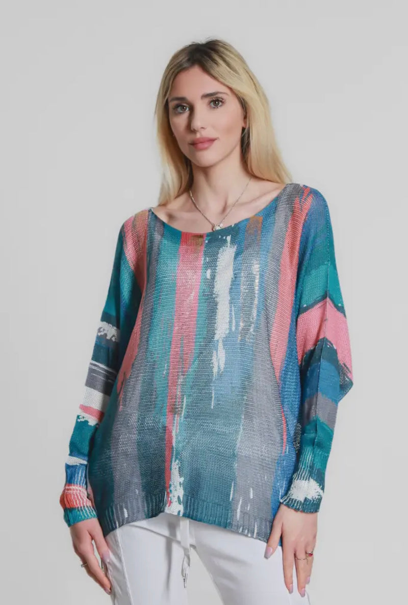 Brush Stroke Color Splash Sweater   (BLS424)