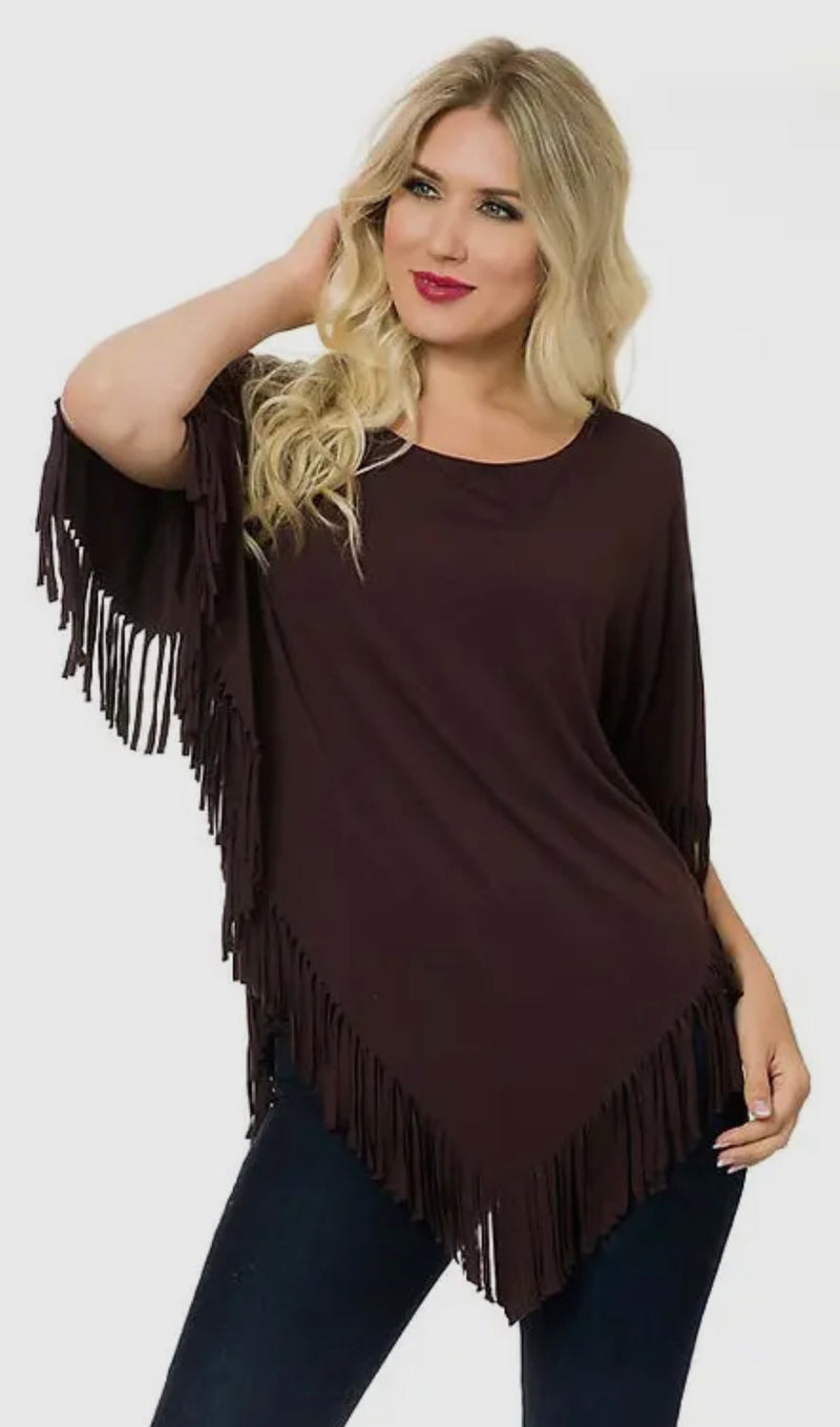 Fringes for Fun V Point Turquoise Tunic