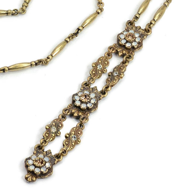 SWEET ROMANCE N1446 Art Deco Vintage Gold Opal Y Necklace