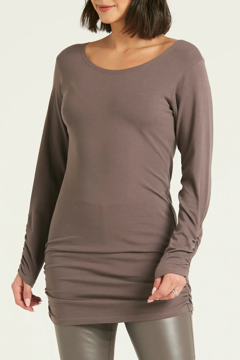 PLANET 5326LY COTTON LYCRA LONG SLEEVE RUCHE TOP