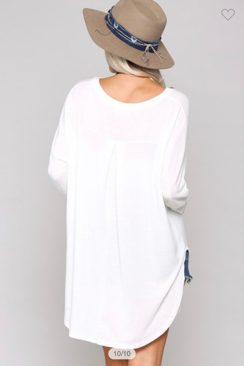Oversized Long Sleeve Tunic - off white
