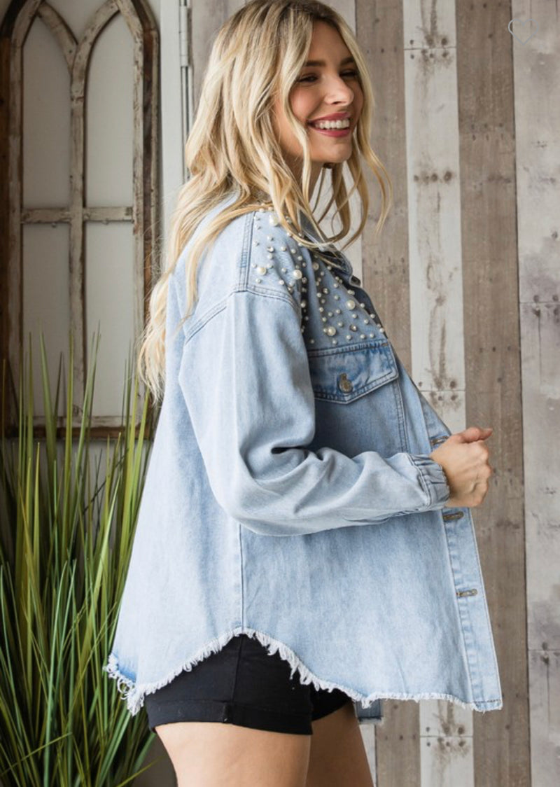 Dipped in Pearls Denim Jacket – Today's Boutique