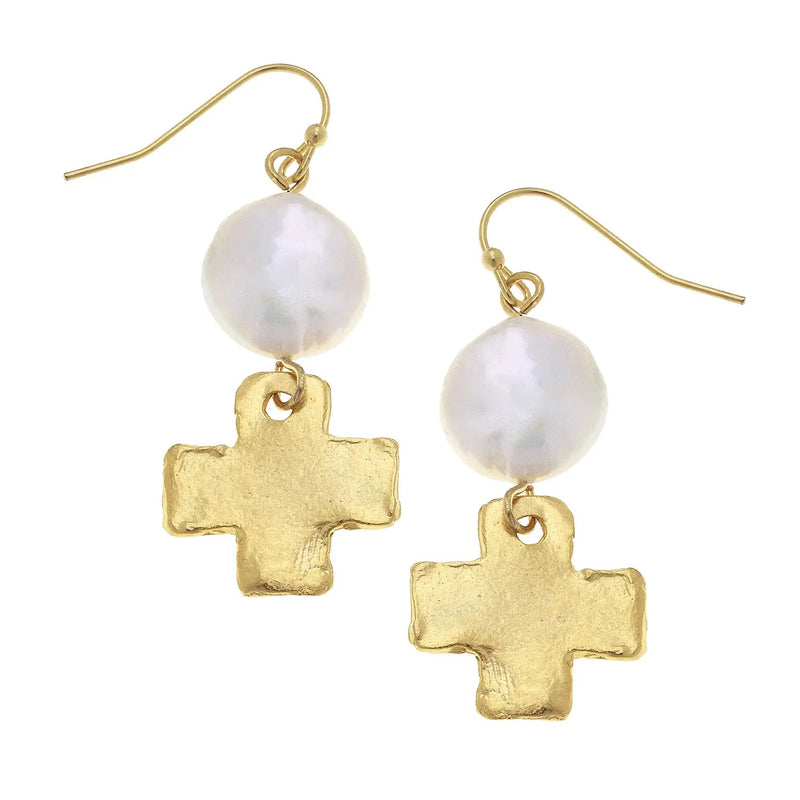 SUSAN SHAW 1704W Gold with Freshwater Pearl Earring