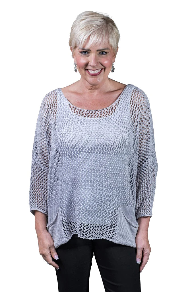 Lennox Long Sleeve Open Knit Topper TEES BY TINA BLS133 Topper