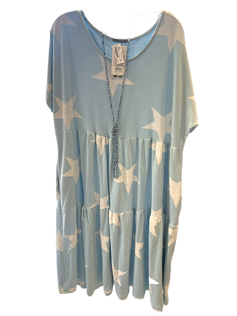 CATHERINELILLY ITO10666LBL Cotton Star Dress - baby blue