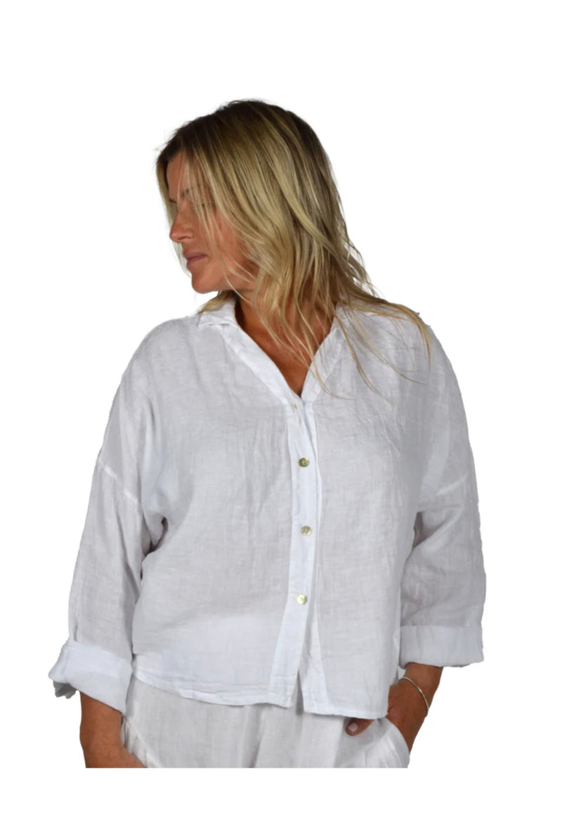 CATHERINELILLY ITMGP20984WH Linen Button Up