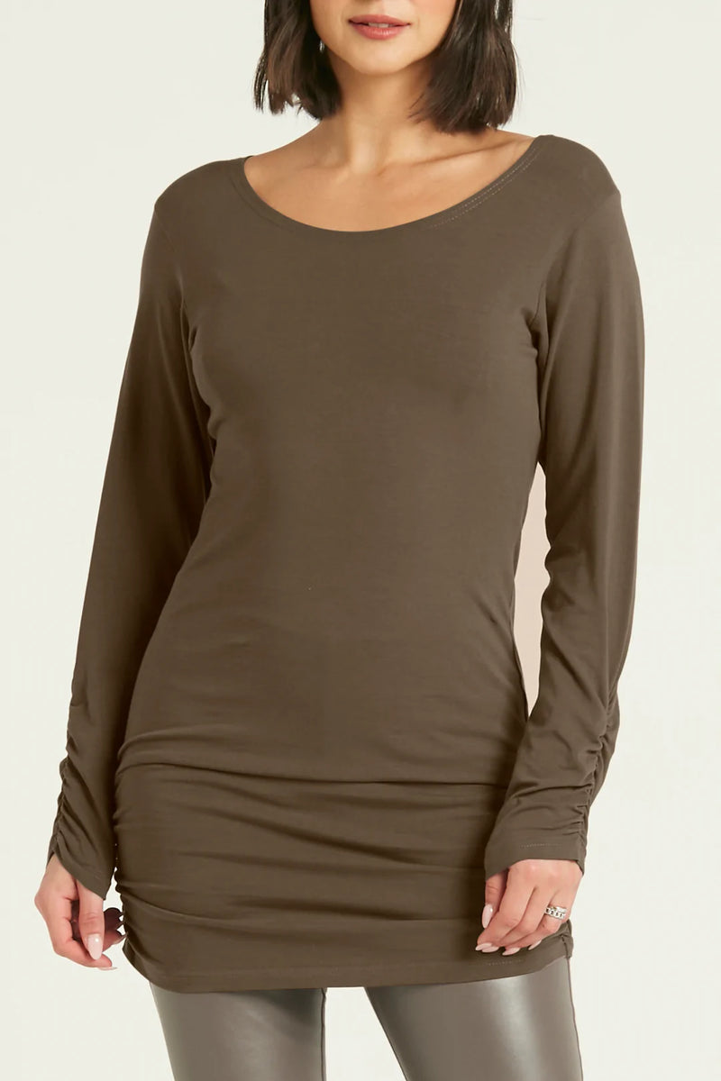 PLANET 5326LY COTTON LYCRA LONG SLEEVE RUCHE TOP