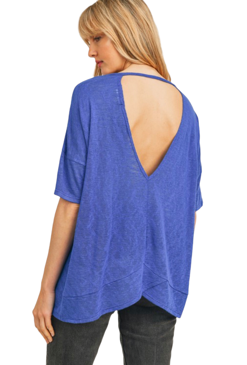 Open Back Linen Knit T-shirt CHERISH T22300