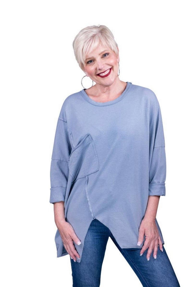 Ollie Notch Pocket Cotton Top TEES BY TINA BLS145