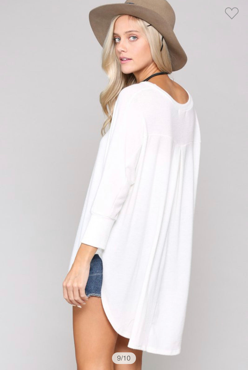 Oversized Long Sleeve Tunic - off white
