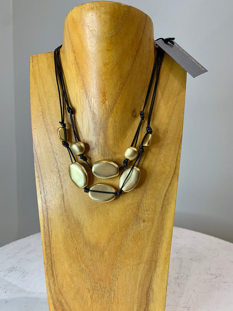 DEBORAH GRIVAS DN871-MG Matte Gold 2 strand necklace
