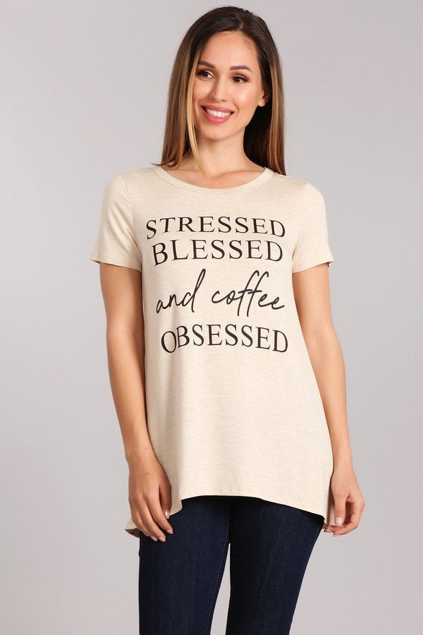 BLVD 72458D Stressed and Blessed Graphic T