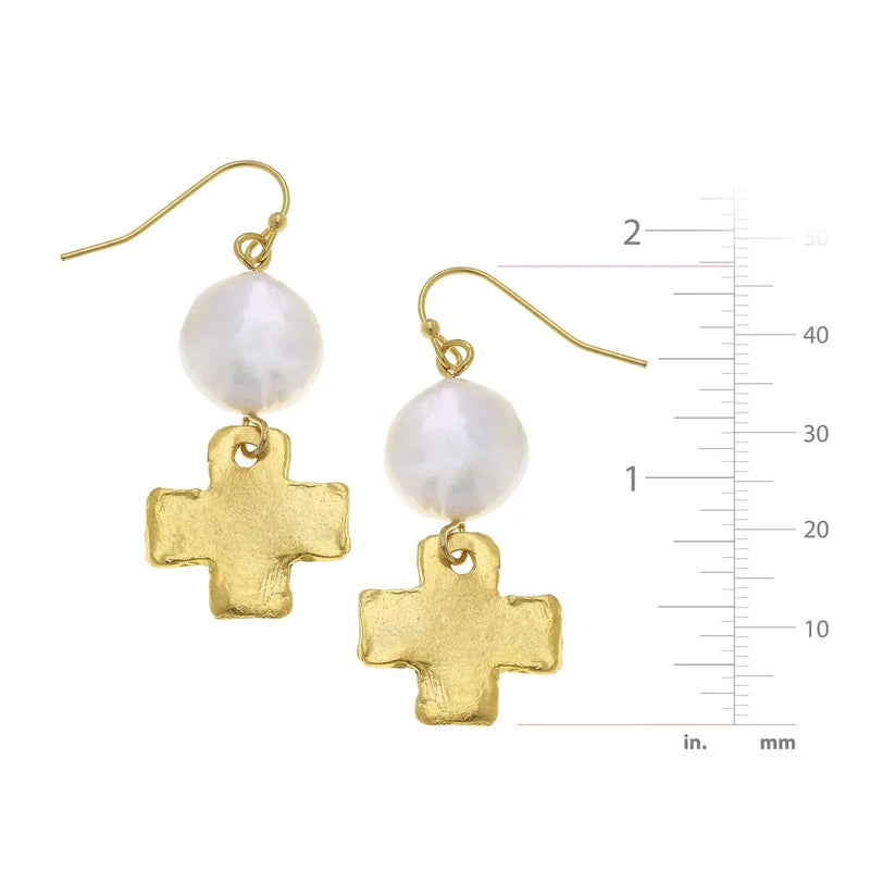 SUSAN SHAW 1704W Gold with Freshwater Pearl Earring