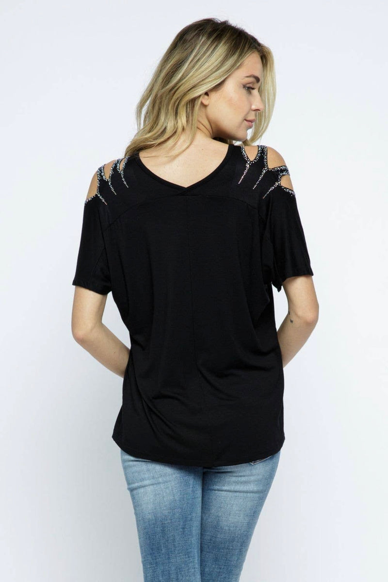VOCAL 18637S Stone Shoulders Top