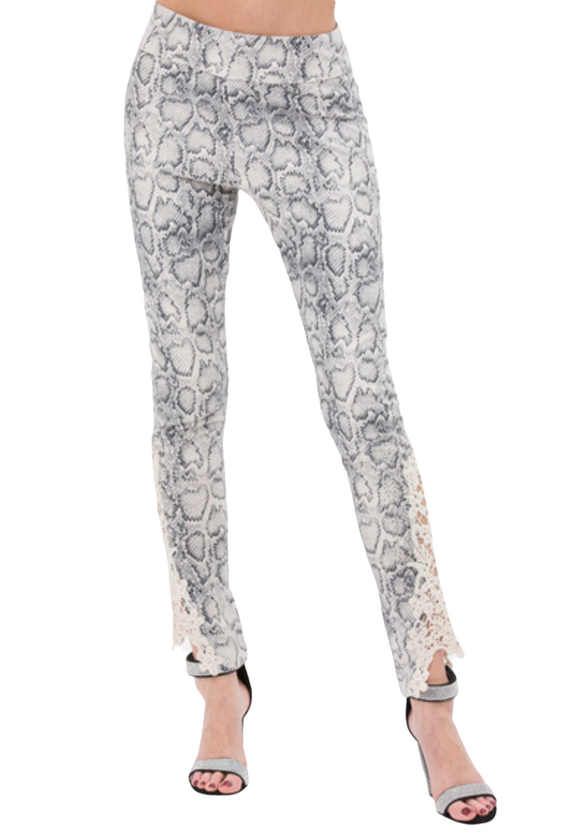 VOCAL IM2112P Snake Leggings with lace